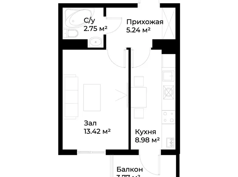 Сотилади 1 хонали квартира, 32 м², 14/16 қават — Яшнобод тумани