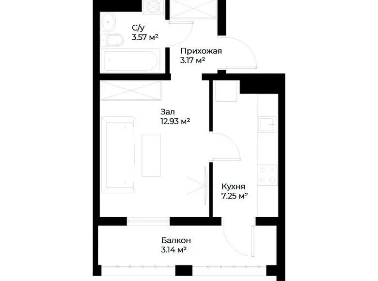 Сотилади 1 хонали квартира, 30 м², 14/16 қават — Миробод тумани