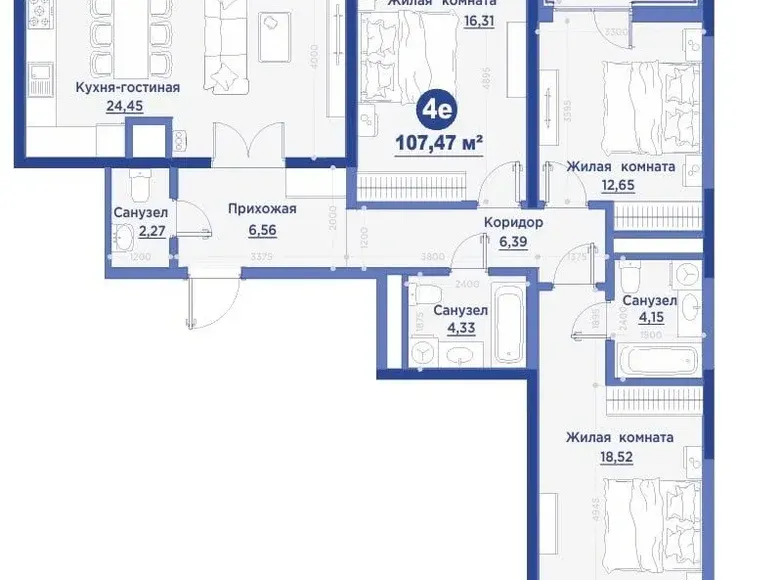 Продаётся 4-комнатная квартира, 107 м², 8/15 этаж — Мирзо-Улугбекский район