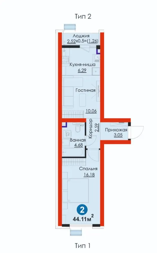 Sotiladi 2 xonali kvartira, 44 m², 1/9 qavat — Yashnobod tumani
