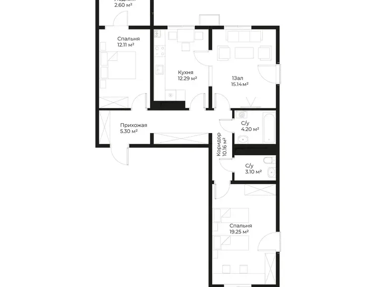 Продаётся 3-комнатная квартира, 84 м², 10/12 этаж — Мирзо-Улугбекский район