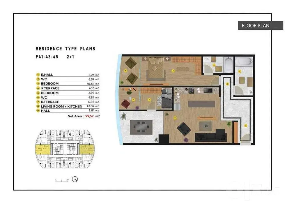 Сотилади 3 хонали квартира, 98 м², 42/47 қават — Яккасарой тумани