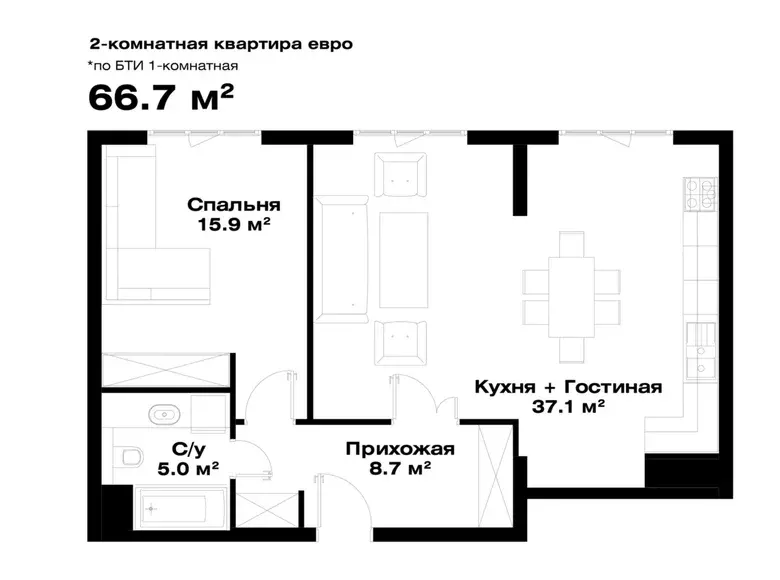 Сотилади 1 хонали квартира, 65 м², 2/16 қават — Мирзо Улуғбек тумани