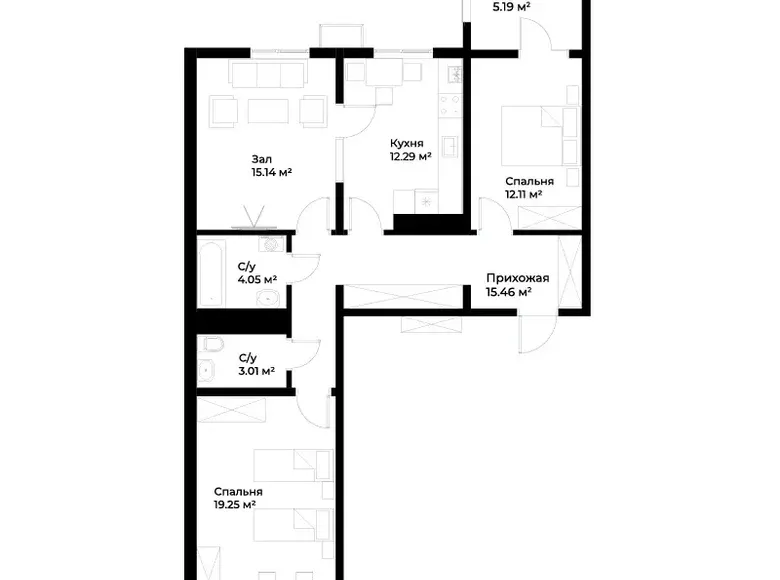 Сотилади 3 хонали квартира, 87 м², 5/16 қават — Мирзо Улуғбек тумани