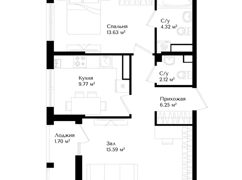 Продаётся 2-комнатная квартира, 52 м², 15/16 этаж — Яшнабадский район