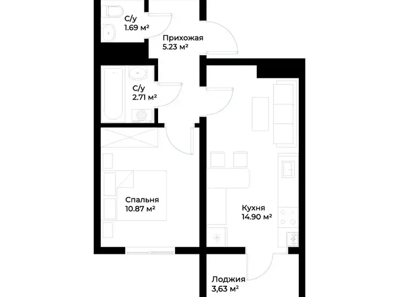 Сотилади 1 хонали квартира, 39 м², 3/16 қават — Мирзо Улуғбек тумани